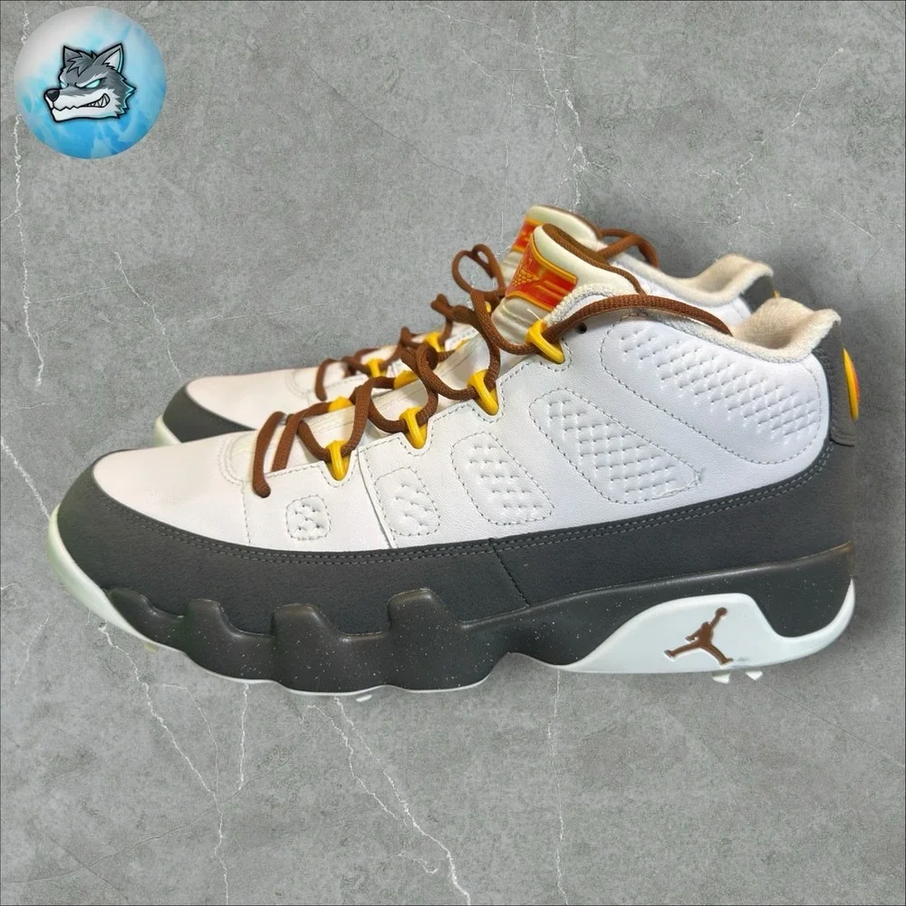 Nike Air Jordan 9 NRG Golf Shoes White University Gold FN6931-100 Mens Size 6.5